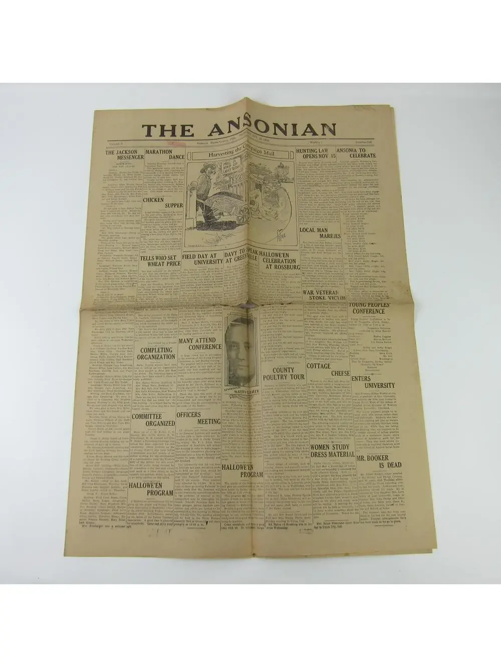 The Ansonian Newspaper Ansonia Darke County Ohio Thursday Oct 1928 Antique RARE